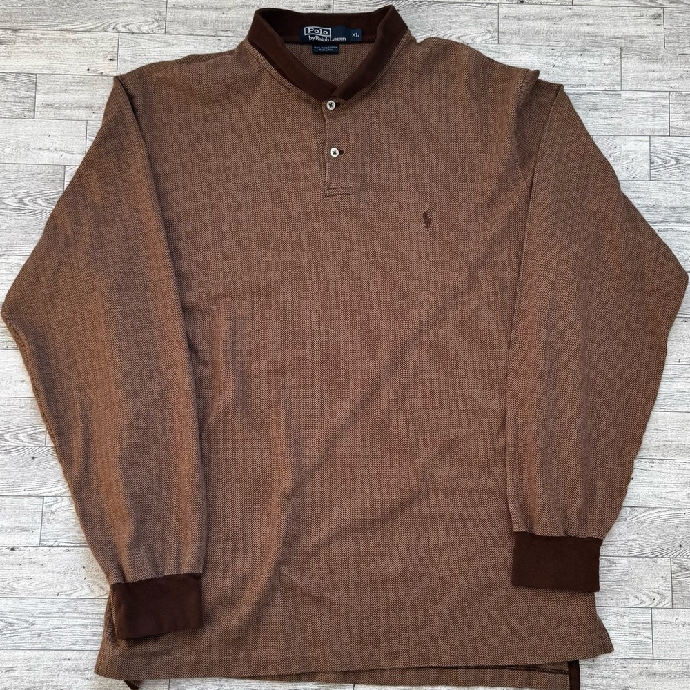 Polo Ralph Lauren Men's Long Sleeve Polo Shirt XL Brown